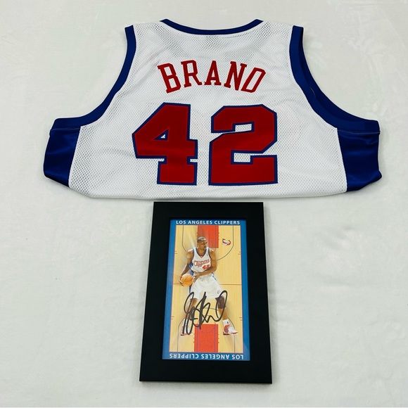 Elton Brand #42 Los Angeles Clippers Autograph Framed Picture & Reebok Jersey 52